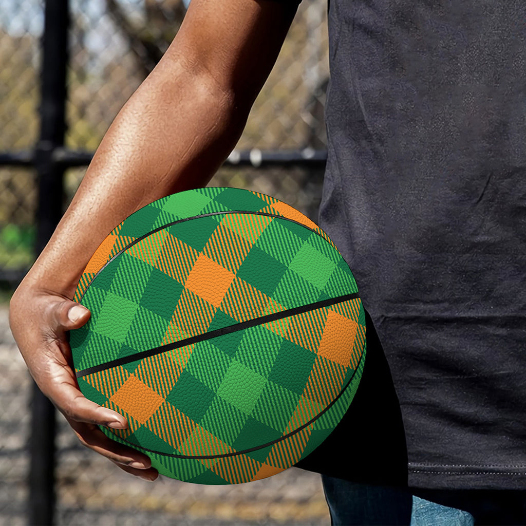 Green And Orange Buffalo Plaid Print Basketball