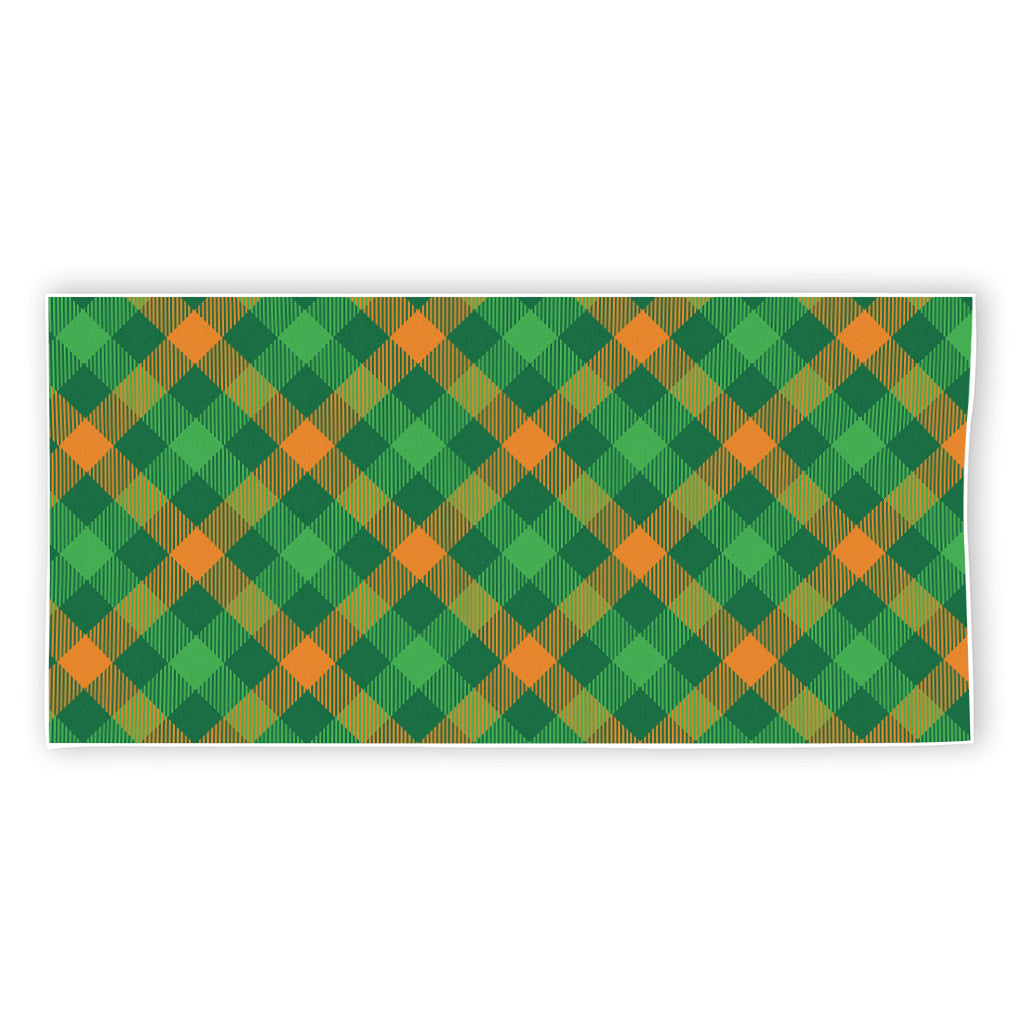 Green And Orange Buffalo Plaid Print Beach Towel