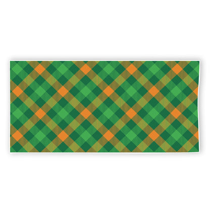 Green And Orange Buffalo Plaid Print Beach Towel