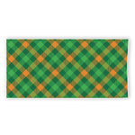 Green And Orange Buffalo Plaid Print Beach Towel