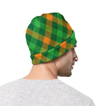 Green And Orange Buffalo Plaid Print Beanie