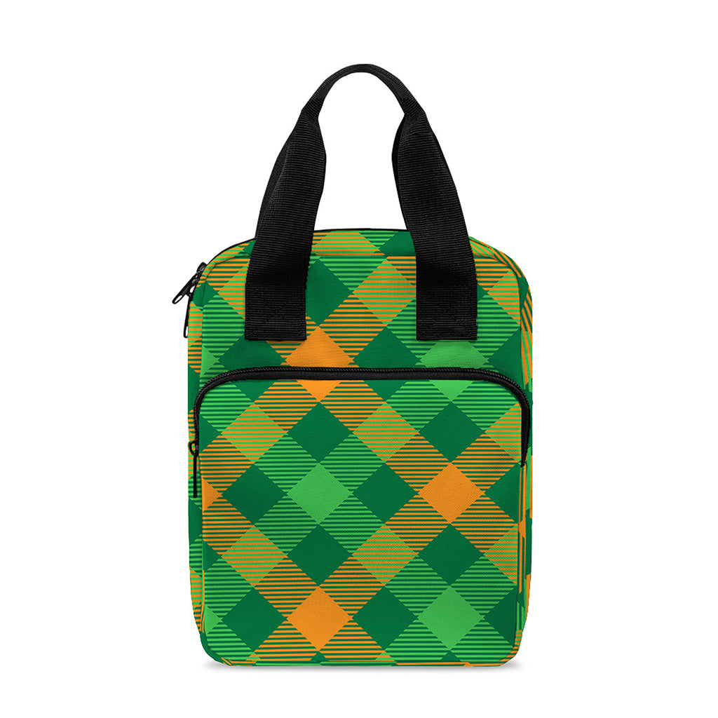 Green And Orange Buffalo Plaid Print Bible Tote Bag