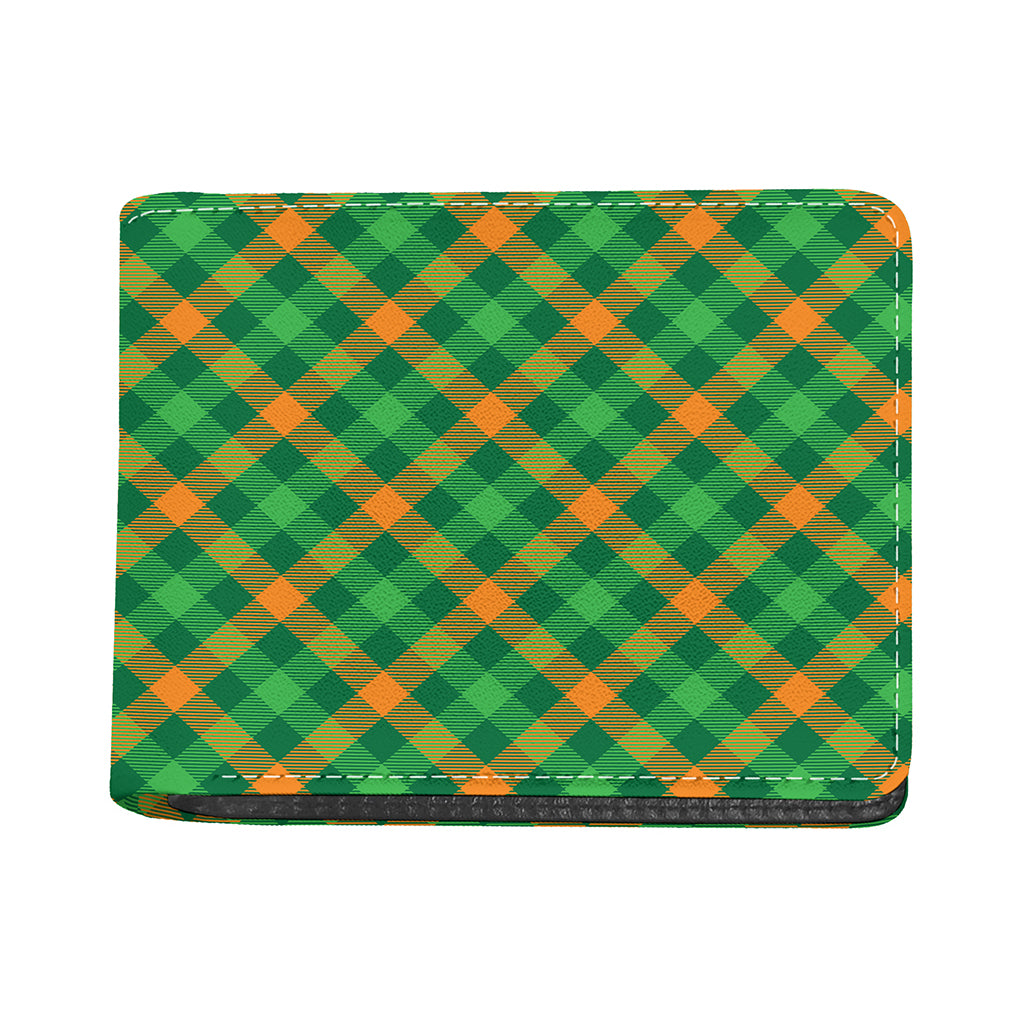 Green And Orange Buffalo Plaid Print Bifold Wallet
