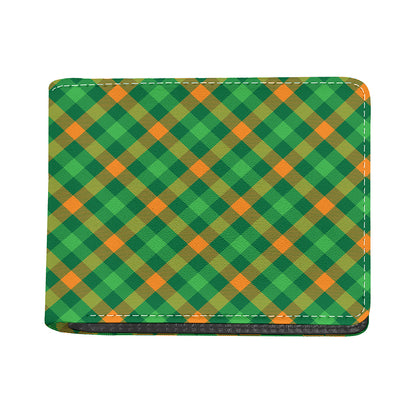 Green And Orange Buffalo Plaid Print Bifold Wallet