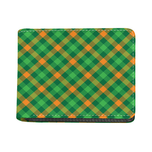 Green And Orange Buffalo Plaid Print Bifold Wallet