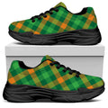 Green And Orange Buffalo Plaid Print Black Chunky Shoes