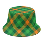 Green And Orange Buffalo Plaid Print Bucket Hat