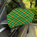 Green And Orange Buffalo Plaid Print Car Side Mirror Covers