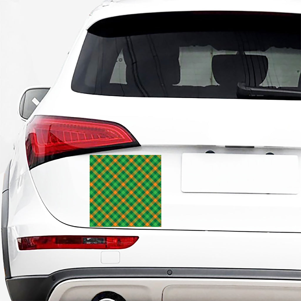 Green And Orange Buffalo Plaid Print Car Sticker