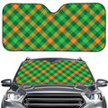 Green And Orange Buffalo Plaid Print Car Windshield Sun Shade