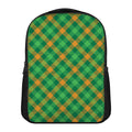 Green And Orange Buffalo Plaid Print Casual Backpack