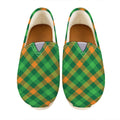 Green And Orange Buffalo Plaid Print Casual Shoes