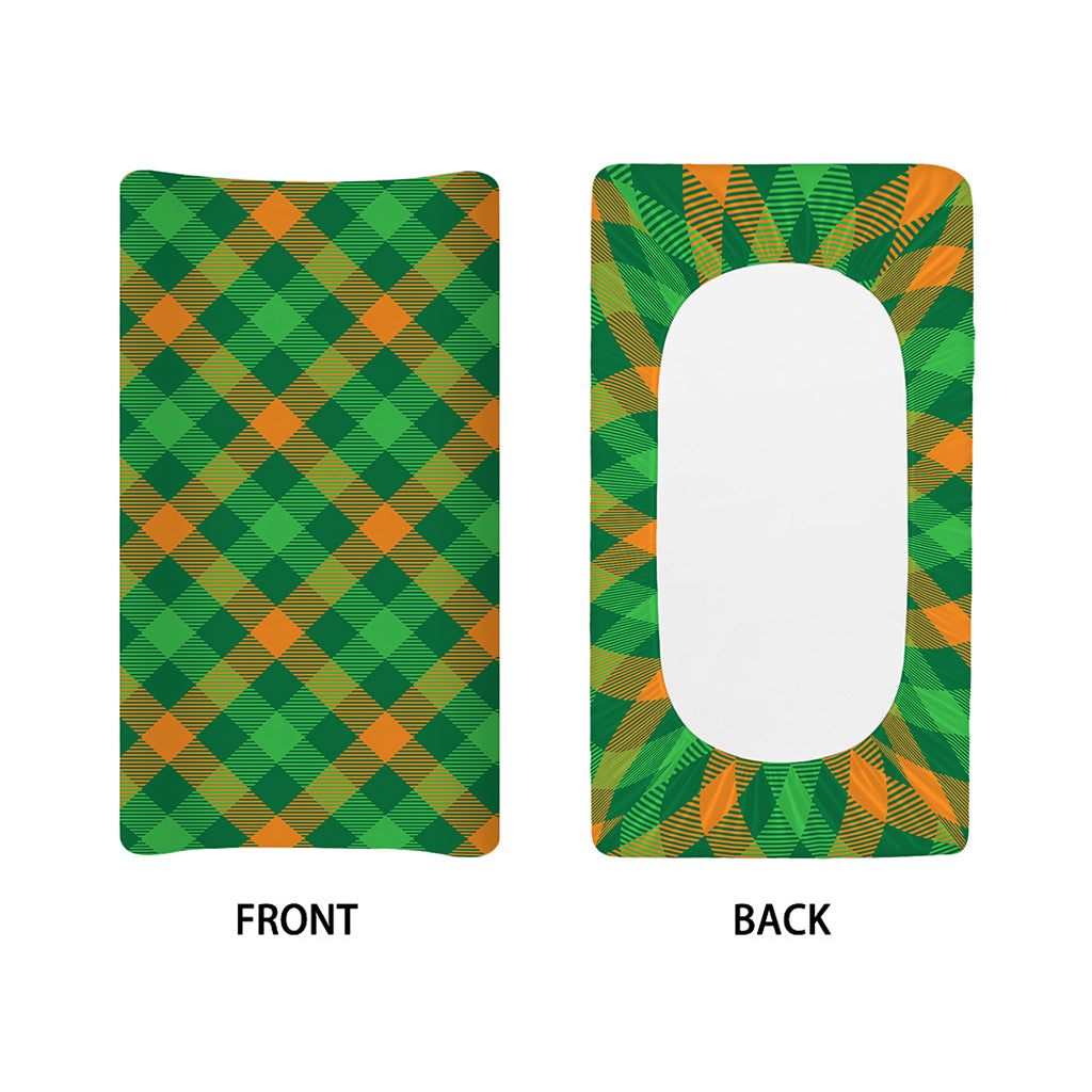 Green And Orange Buffalo Plaid Print Changing Pad Cover