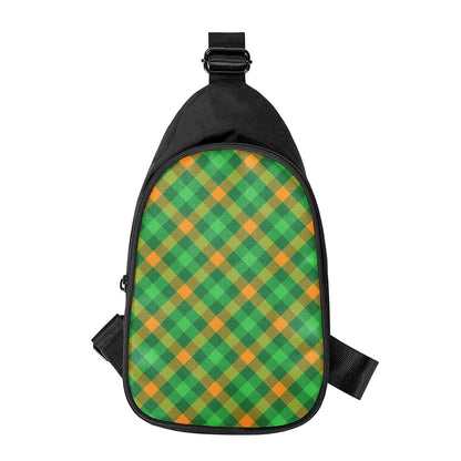 Green And Orange Buffalo Plaid Print Chest Bag