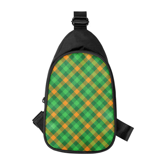 Green And Orange Buffalo Plaid Print Chest Bag