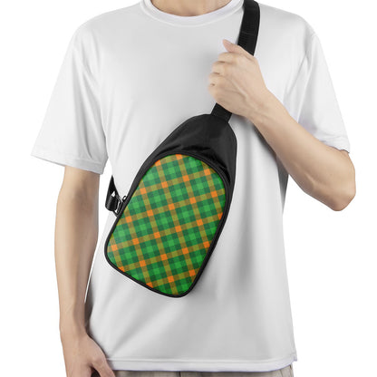 Green And Orange Buffalo Plaid Print Chest Bag
