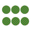 Green And Orange Buffalo Plaid Print Coaster Set
