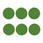 Green And Orange Buffalo Plaid Print Coaster Set