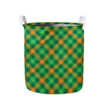 Green And Orange Buffalo Plaid Print Collapsible Laundry Basket