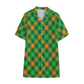 Green And Orange Buffalo Plaid Print Cotton Hawaiian Shirt