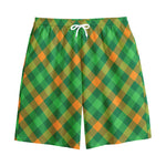 Green And Orange Buffalo Plaid Print Cotton Shorts
