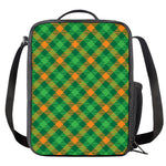 Green And Orange Buffalo Plaid Print Crossbody Lunch Bag