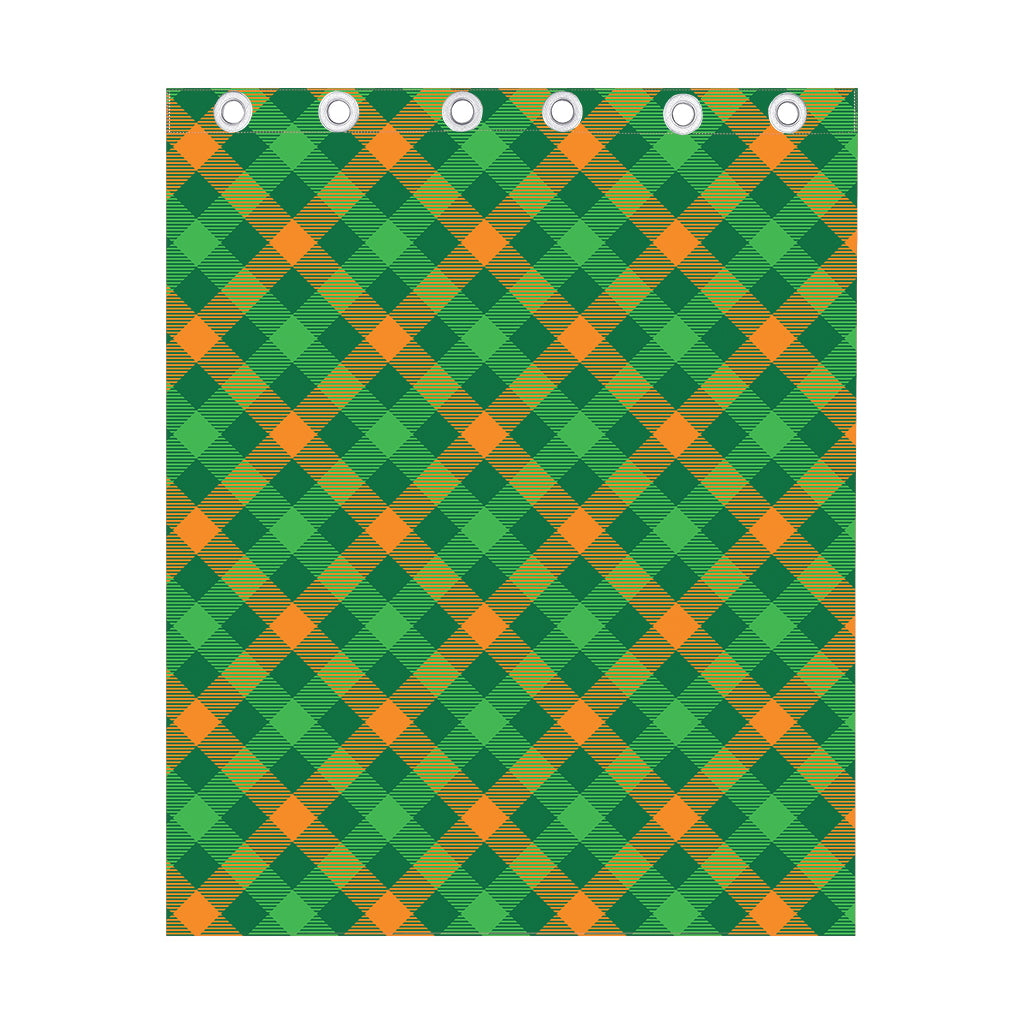 Green And Orange Buffalo Plaid Print Curtain