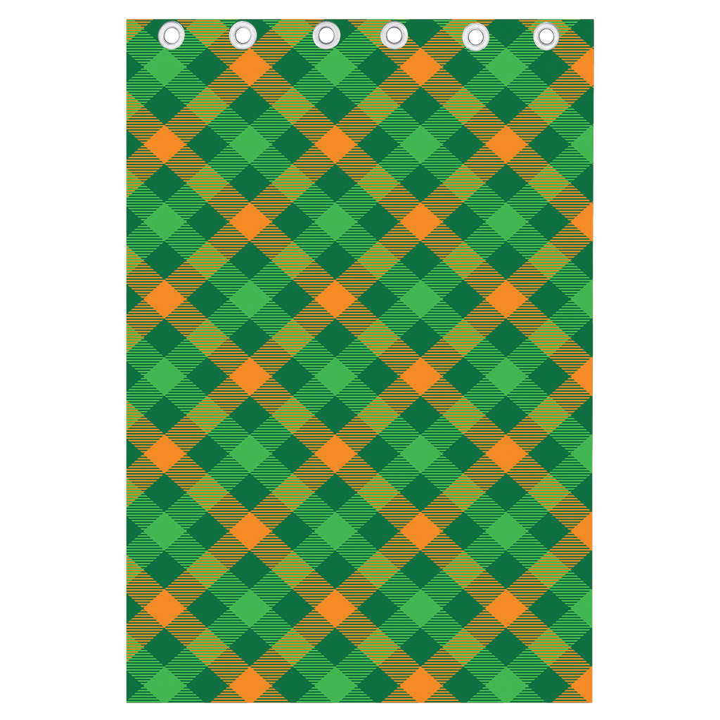Green And Orange Buffalo Plaid Print Curtain