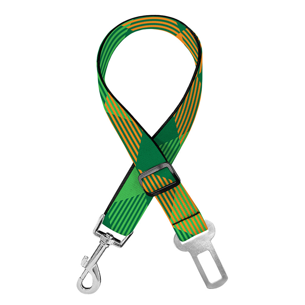 Green And Orange Buffalo Plaid Print Dog Seat Belt