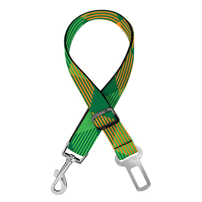 Green And Orange Buffalo Plaid Print Dog Seat Belt