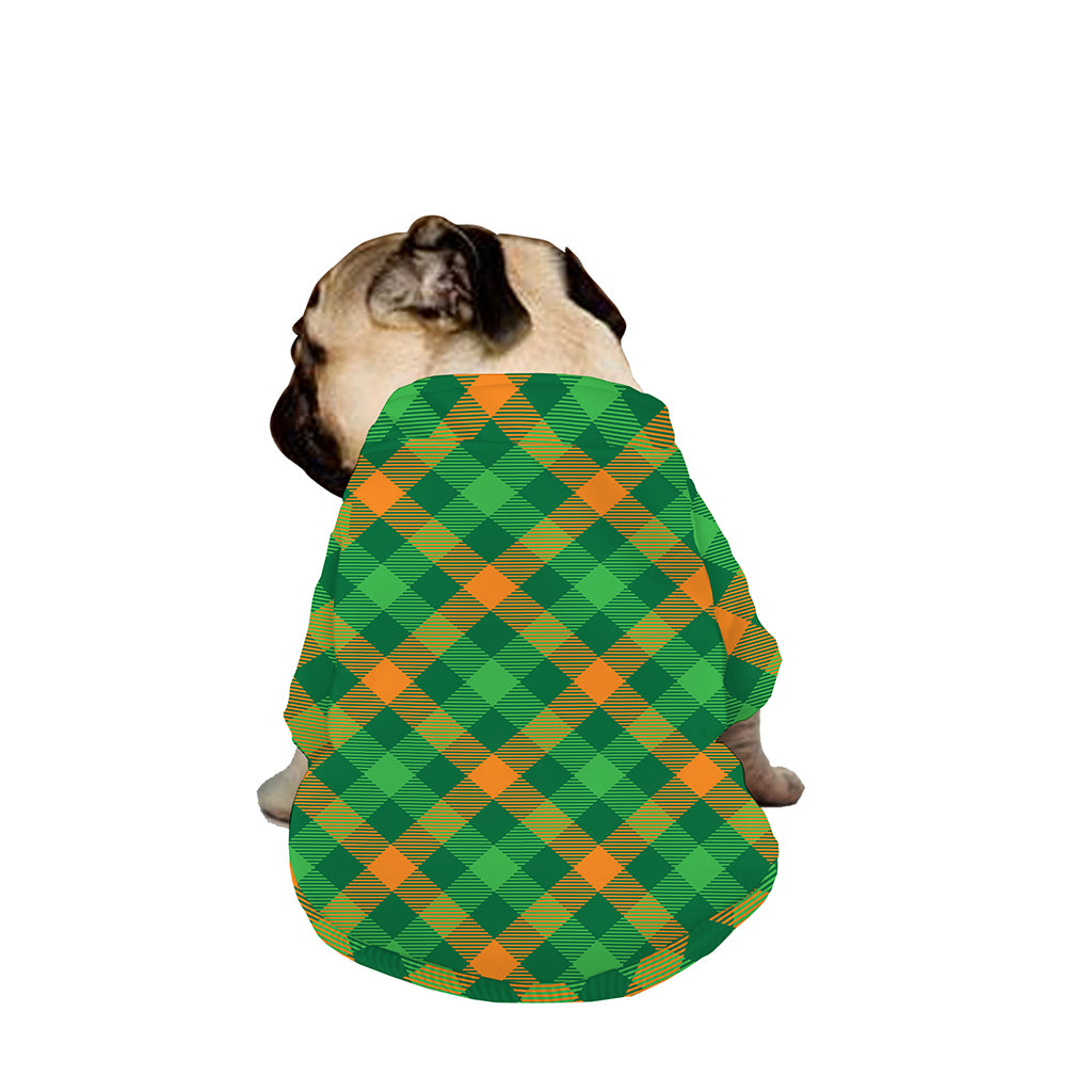 Green And Orange Buffalo Plaid Print Dog Zip Up Jacket