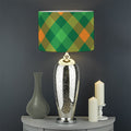 Green And Orange Buffalo Plaid Print Drum Lamp Shade