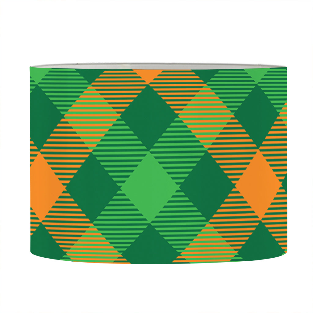 Green And Orange Buffalo Plaid Print Drum Lamp Shade