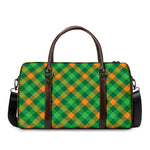 Green And Orange Buffalo Plaid Print Duffle Bag