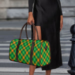 Green And Orange Buffalo Plaid Print Duffle Bag