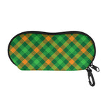 Green And Orange Buffalo Plaid Print Glasses Case