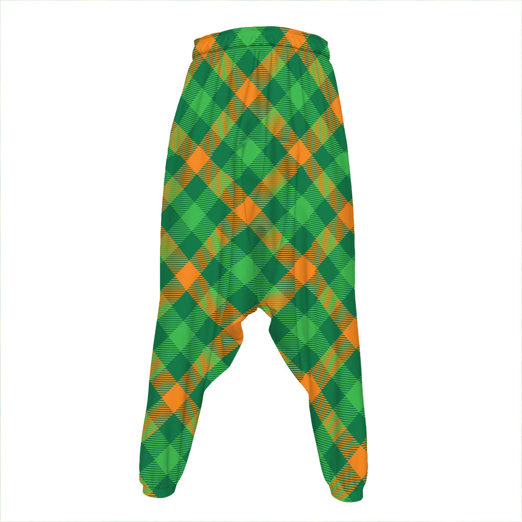Green And Orange Buffalo Plaid Print Hammer Pants