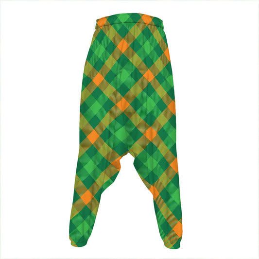 Green And Orange Buffalo Plaid Print Hammer Pants
