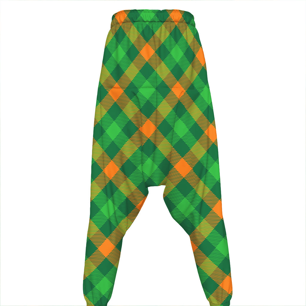 Green And Orange Buffalo Plaid Print Hammer Pants
