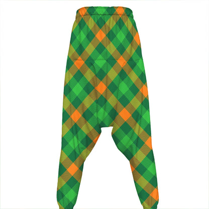 Green And Orange Buffalo Plaid Print Hammer Pants