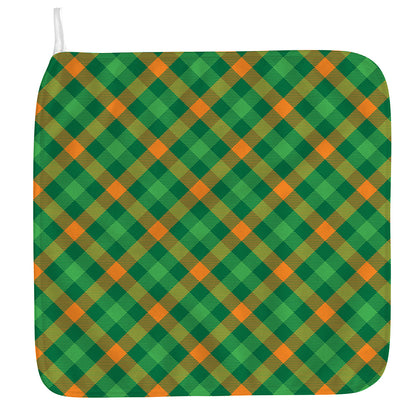 Green And Orange Buffalo Plaid Print Hand Towel