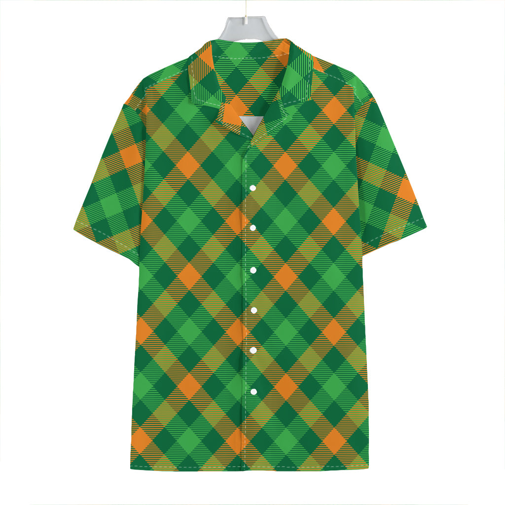 Green And Orange Buffalo Plaid Print Hawaiian Shirt