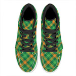 Green And Orange Buffalo Plaid Print High Top Leather Sneakers