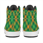 Green And Orange Buffalo Plaid Print High Top Leather Sneakers