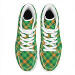 Green And Orange Buffalo Plaid Print High Top Leather Sneakers