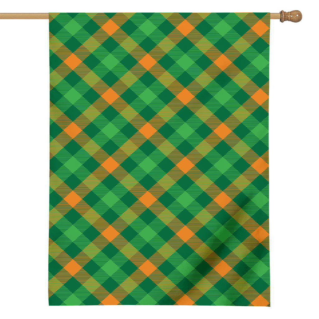 Green And Orange Buffalo Plaid Print House Flag