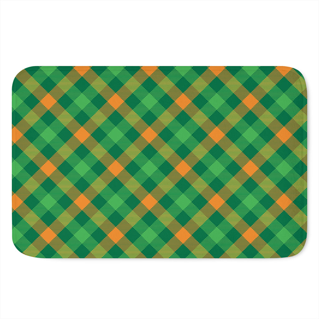 Green And Orange Buffalo Plaid Print Indoor Door Mat