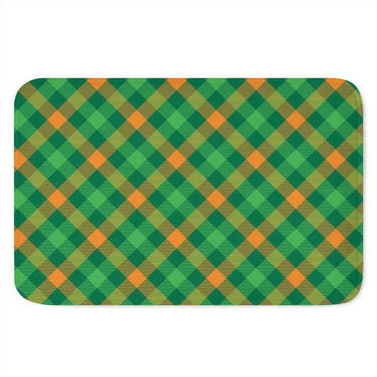 Green And Orange Buffalo Plaid Print Indoor Door Mat