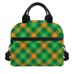 Green And Orange Buffalo Plaid Print Insulated Lunch Bag