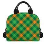 Green And Orange Buffalo Plaid Print Insulated Lunch Bag
